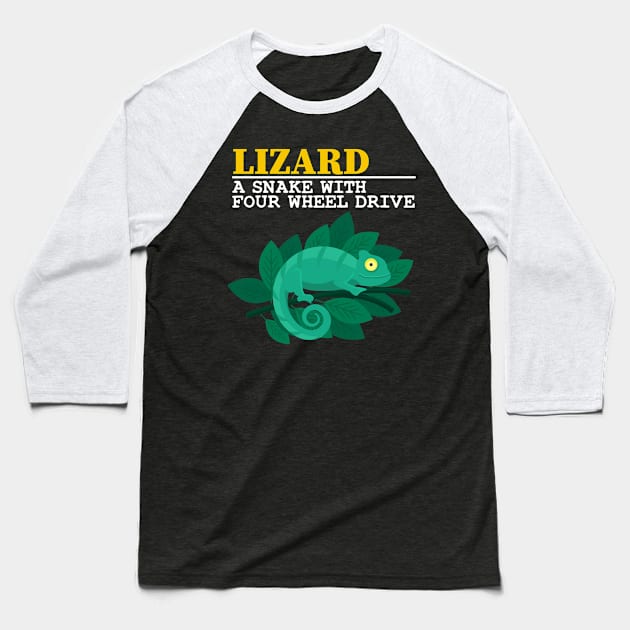 Chameleon  Lizard A Snake With Four Wheel Drive Reptiles Baseball T-Shirt by Caskara